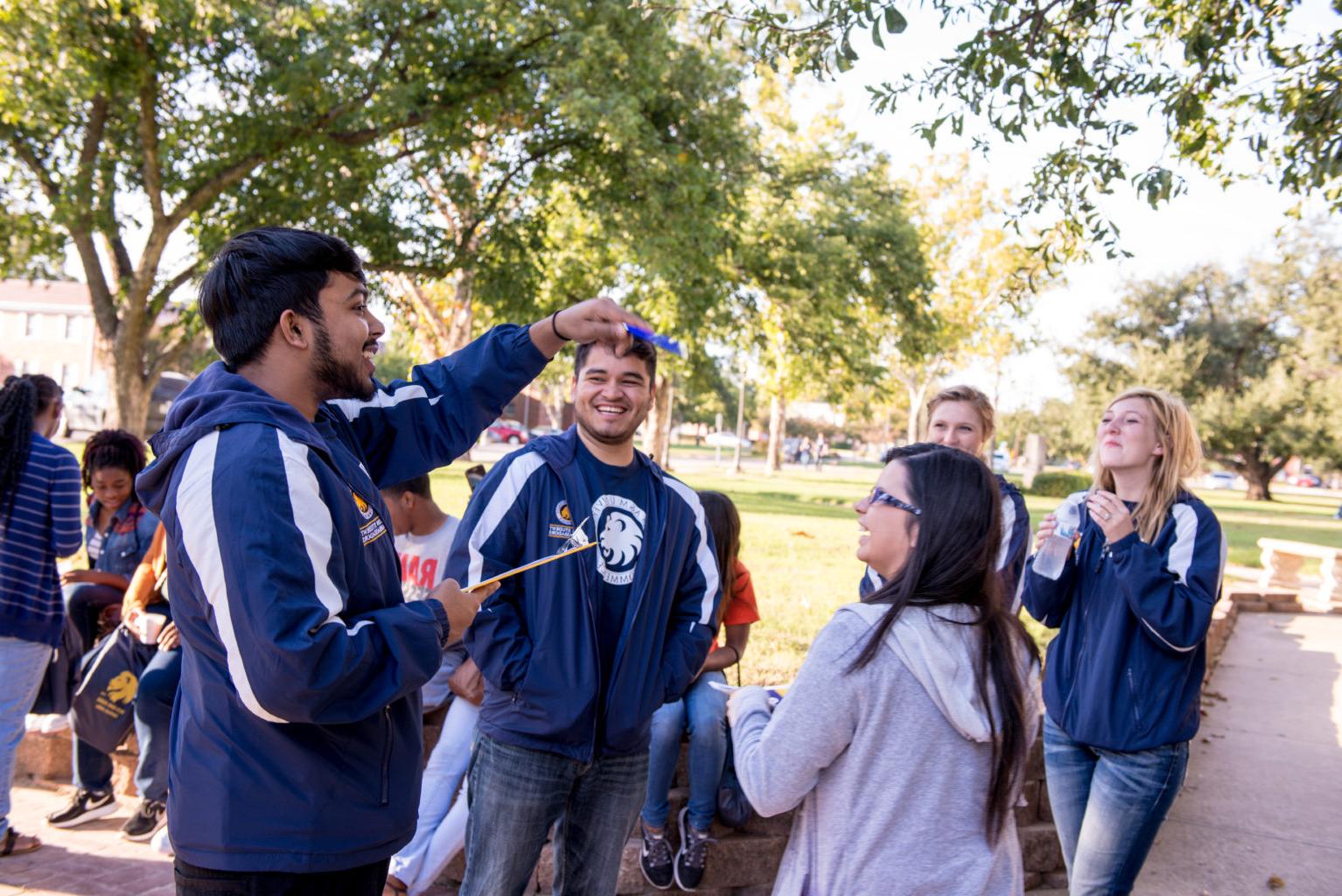 Group of student laughing together